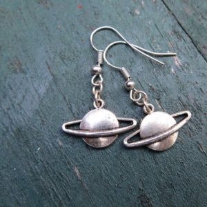 Artisan Made Silver Saturn Dangles Earrings